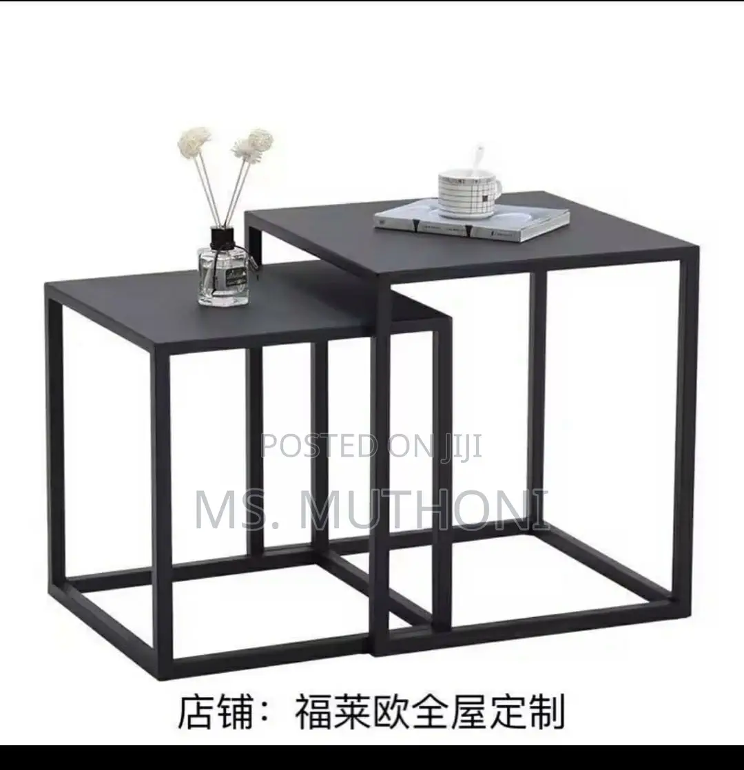 2-Piece Coffee Table End Table Set – Engineered Wood Metal