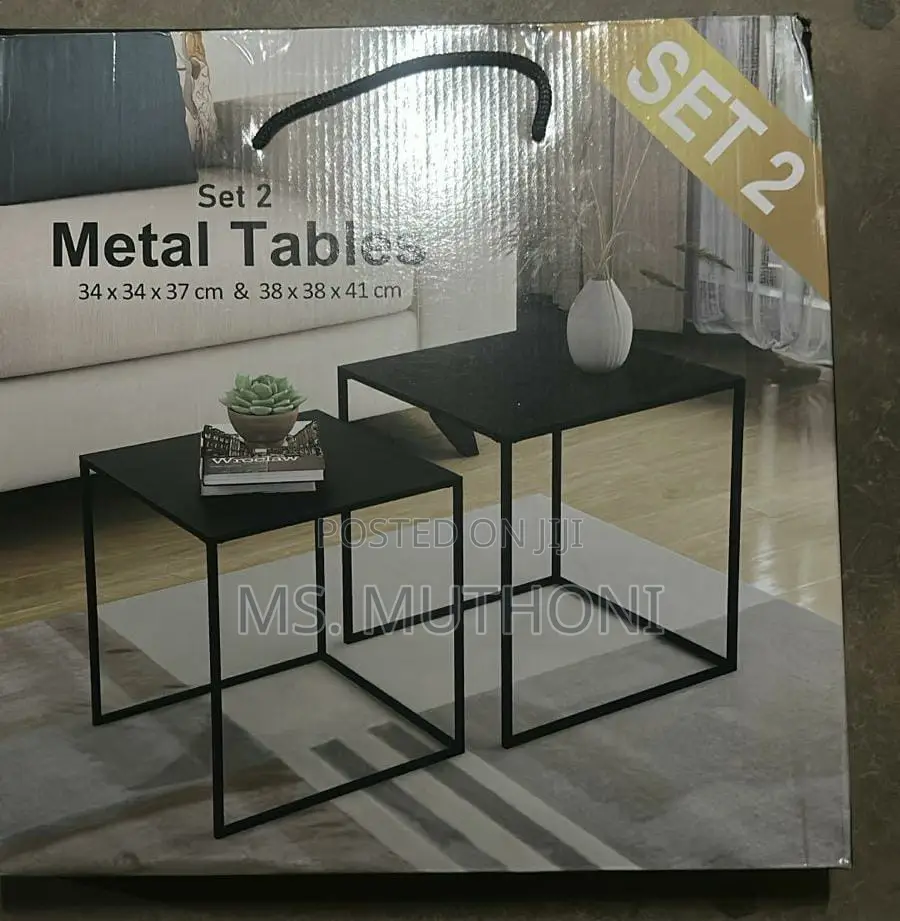 2-Piece Coffee Table End Table Set – Engineered Wood Metal
