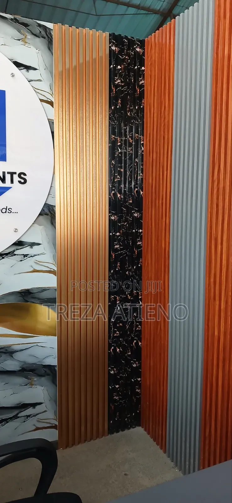 2.9m Wood Finish Fluted Panels