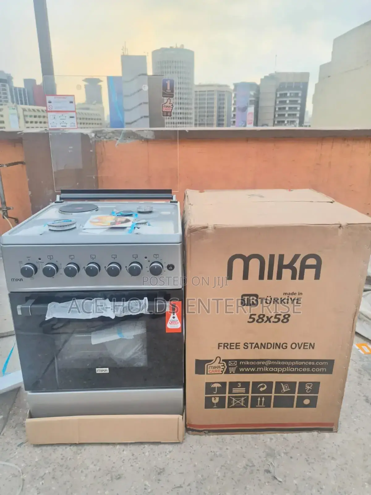 Silver Mika Standing Cooker 58 X 58 3g, 1e Hotplate With Electric Oven