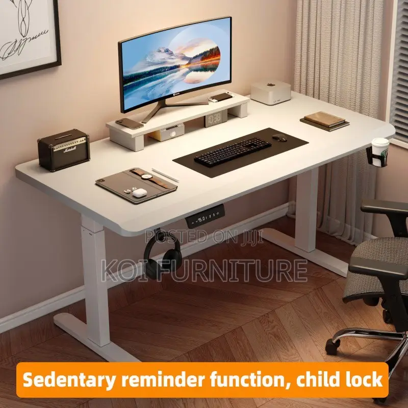 Office Desk : Toky2 1.8m Brown Modern Electric Height-Adjustable Desk
