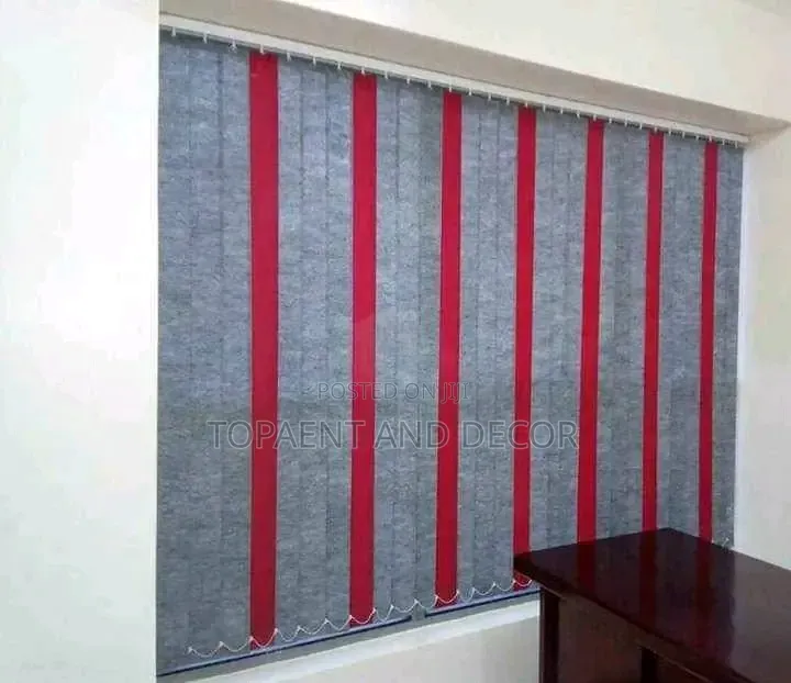 Grey With Red Match Vertical Blinds