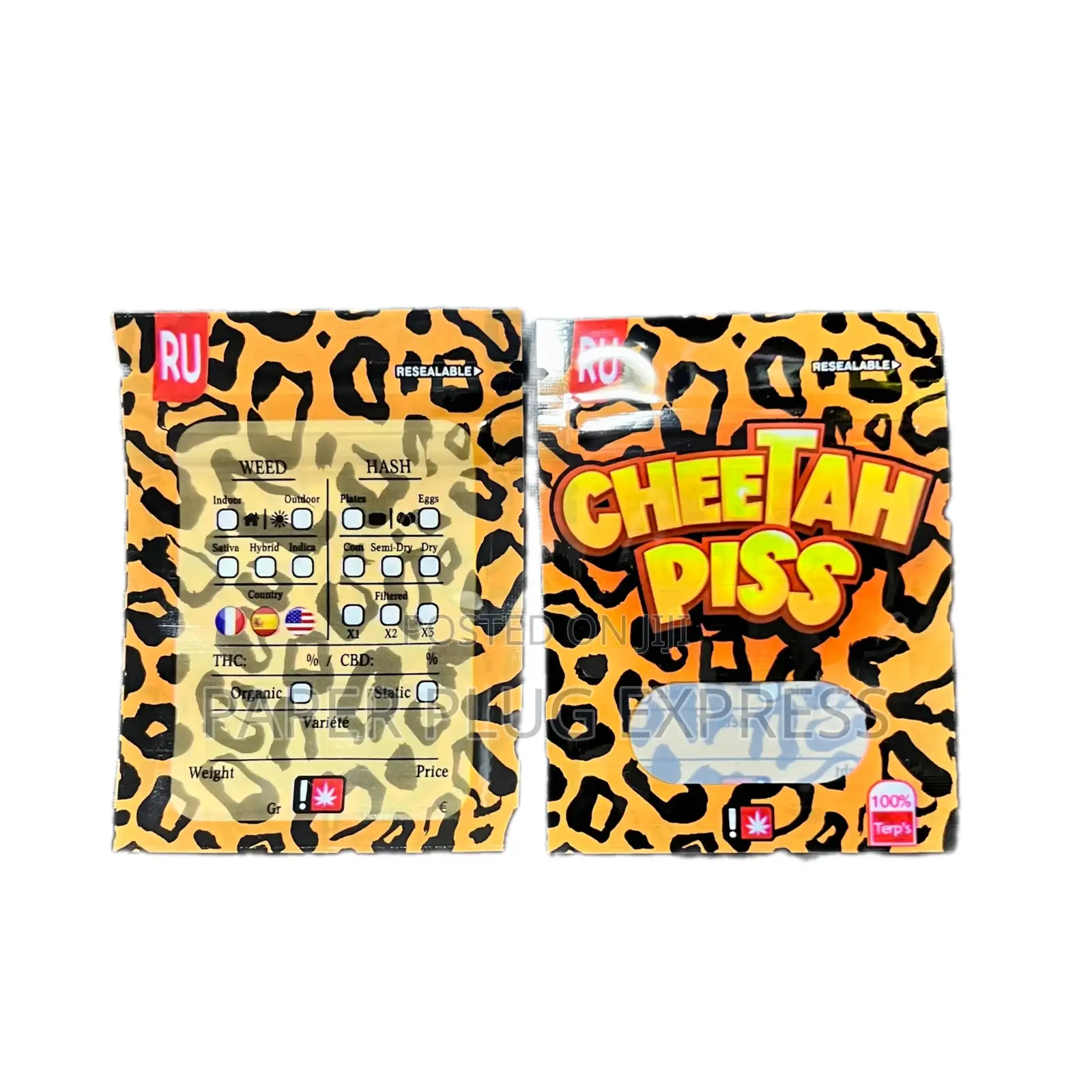 Cheetah Piss Small Ziplock Smell Proof Bag - 1g (100 Pcs)