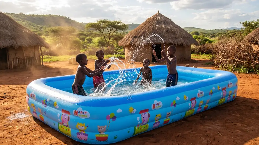 Portable Family Pool With Quick Inflation and Drain System