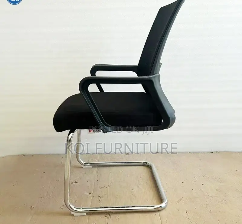 Office Chair : Black Mesh Office Visitors Chair -a Chrome Sleigh Base