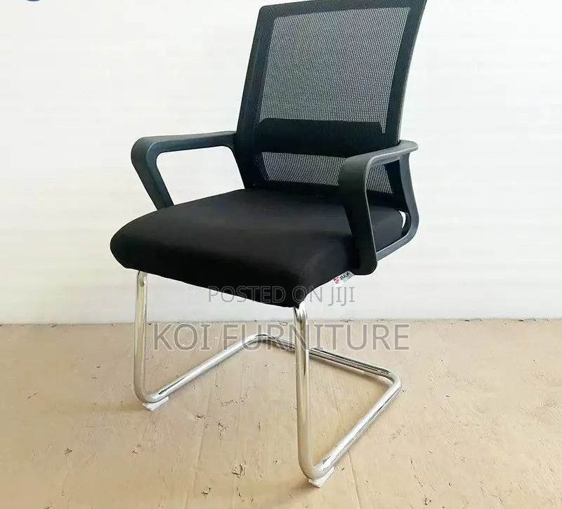 Office Chair : Black Mesh Office Visitors Chair -a Chrome Sleigh Base