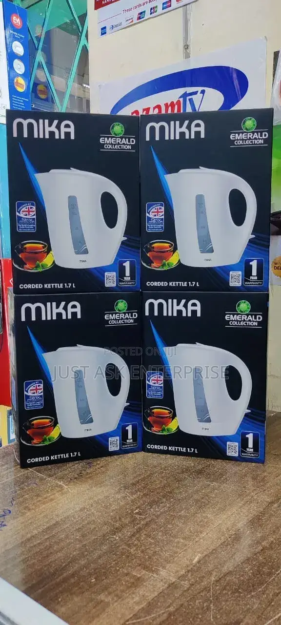 Mika Kettle - (Mkt1005w) 1.7l, Plastic, Corded, Open Element