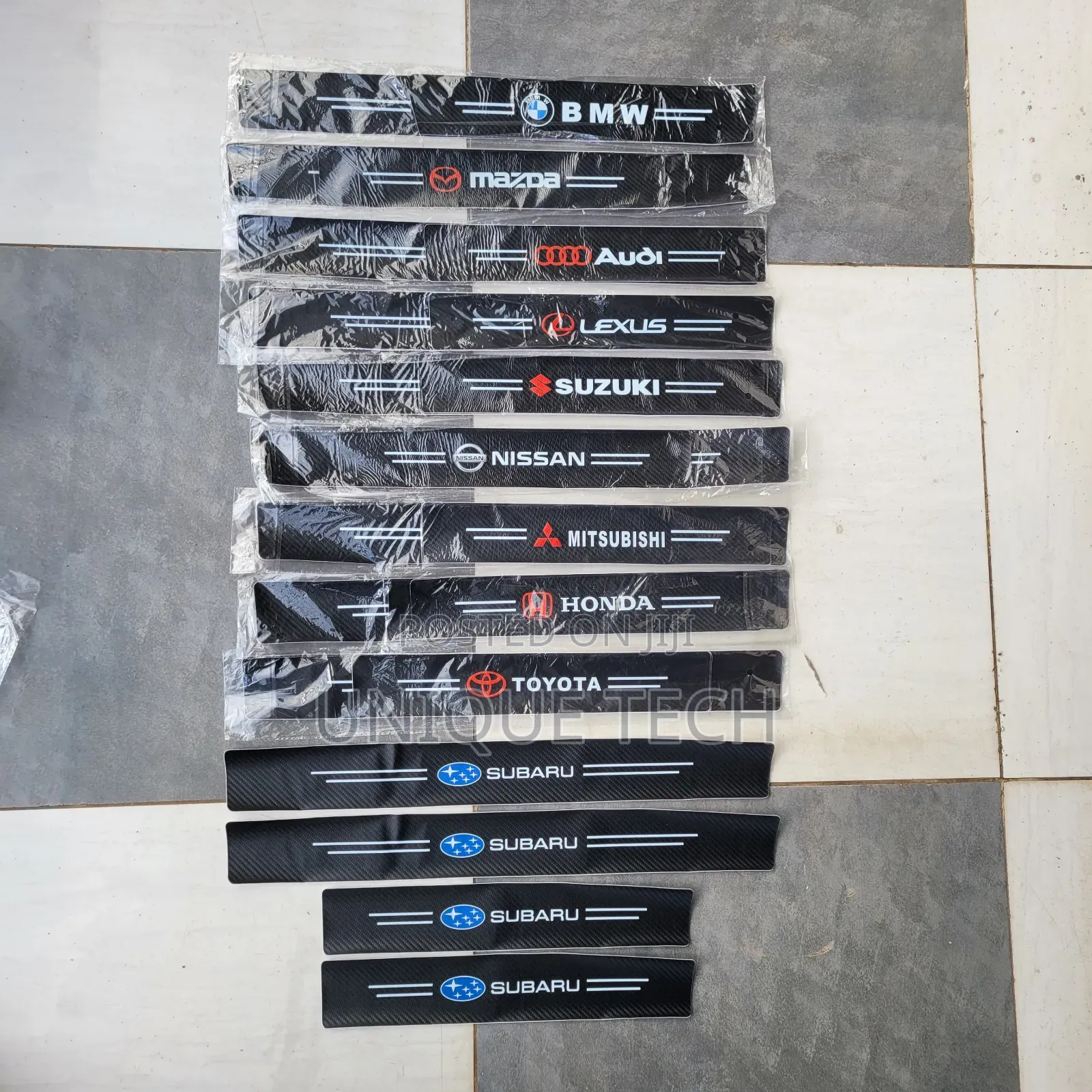 4pcs Branded Carbon Door Sill Step Stickers