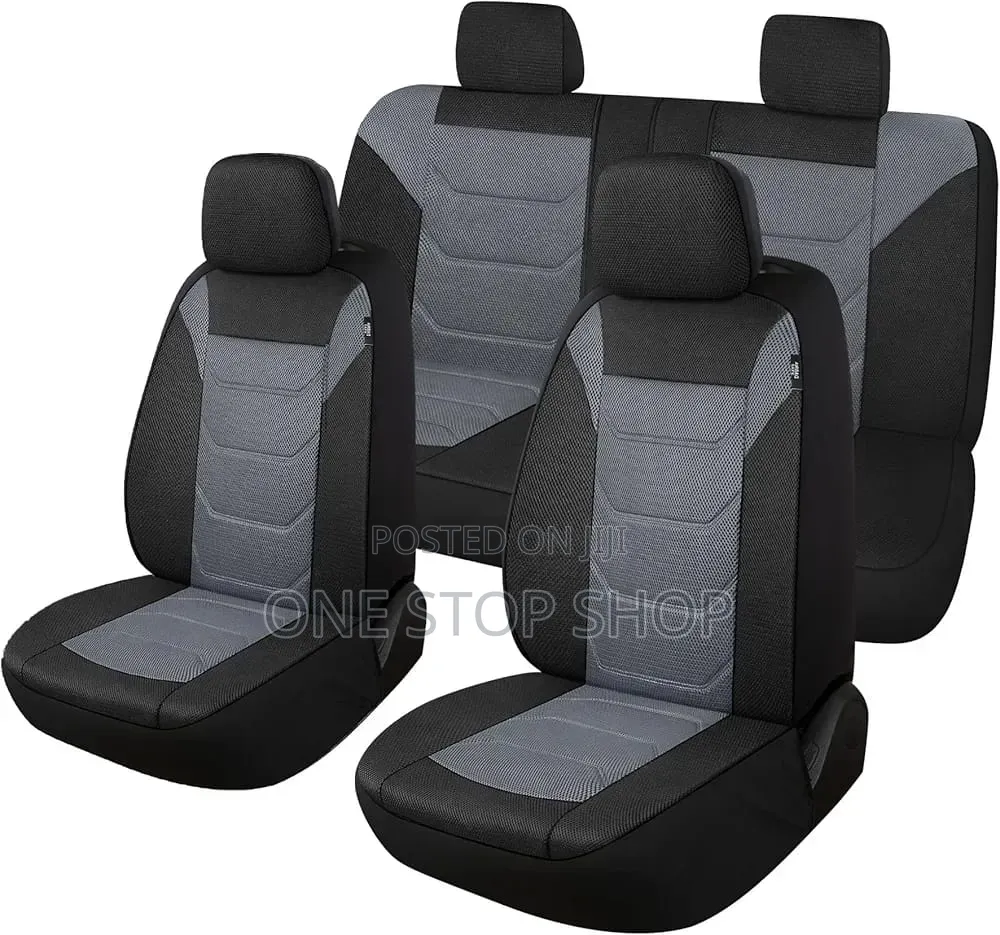 Grey Black Seat Covers Designed for Rear Front Seat With Fabric Panel