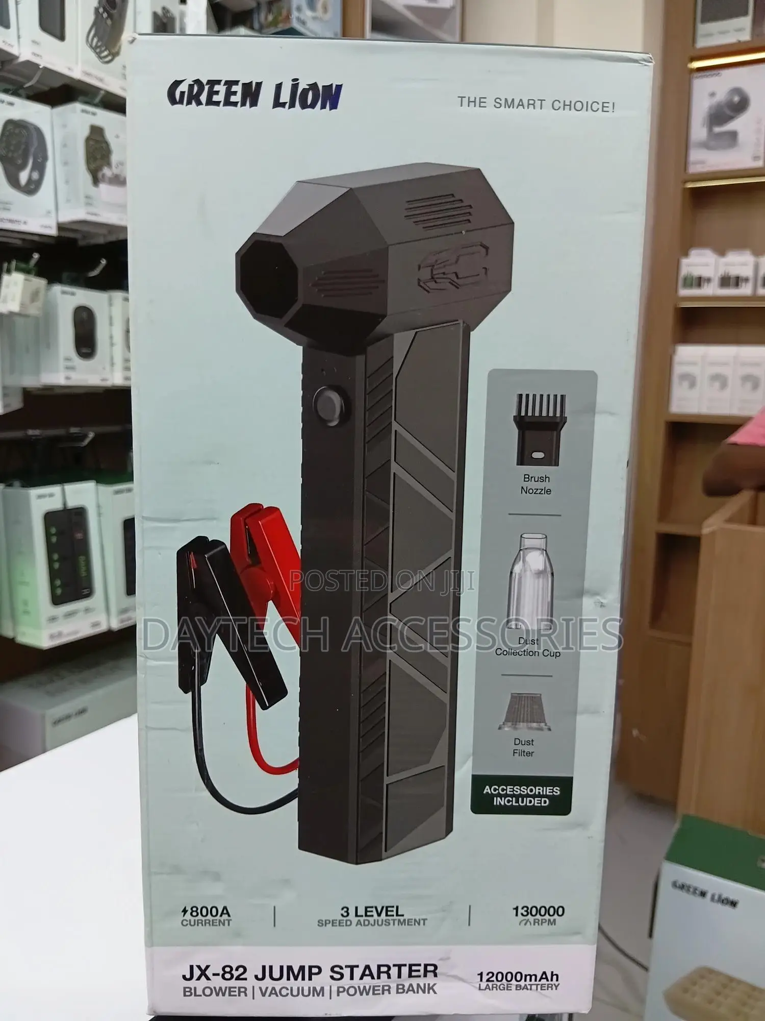 Green Lion Jx-82 Jump Starter - Blower, Vacuum, Power Bank 12000mah.