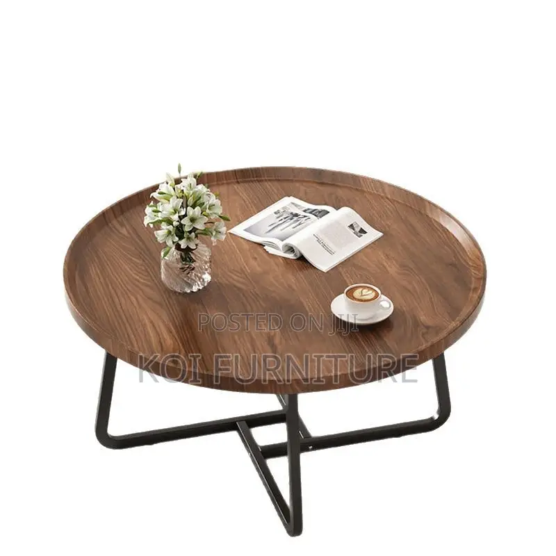 Coffee Table; Round Marble Coffee Table With Metal Frame