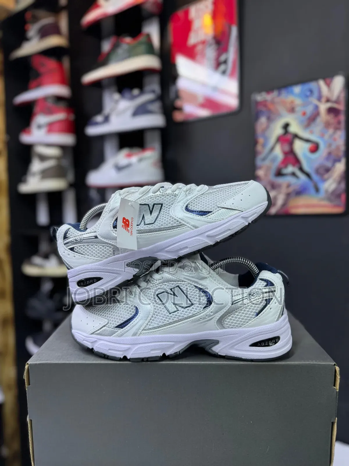 White Blue New Balance 530 Sneakers
