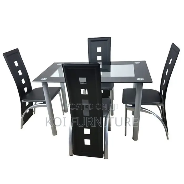 Dining Set; Six Seaters Dining Set With Glass Top Table