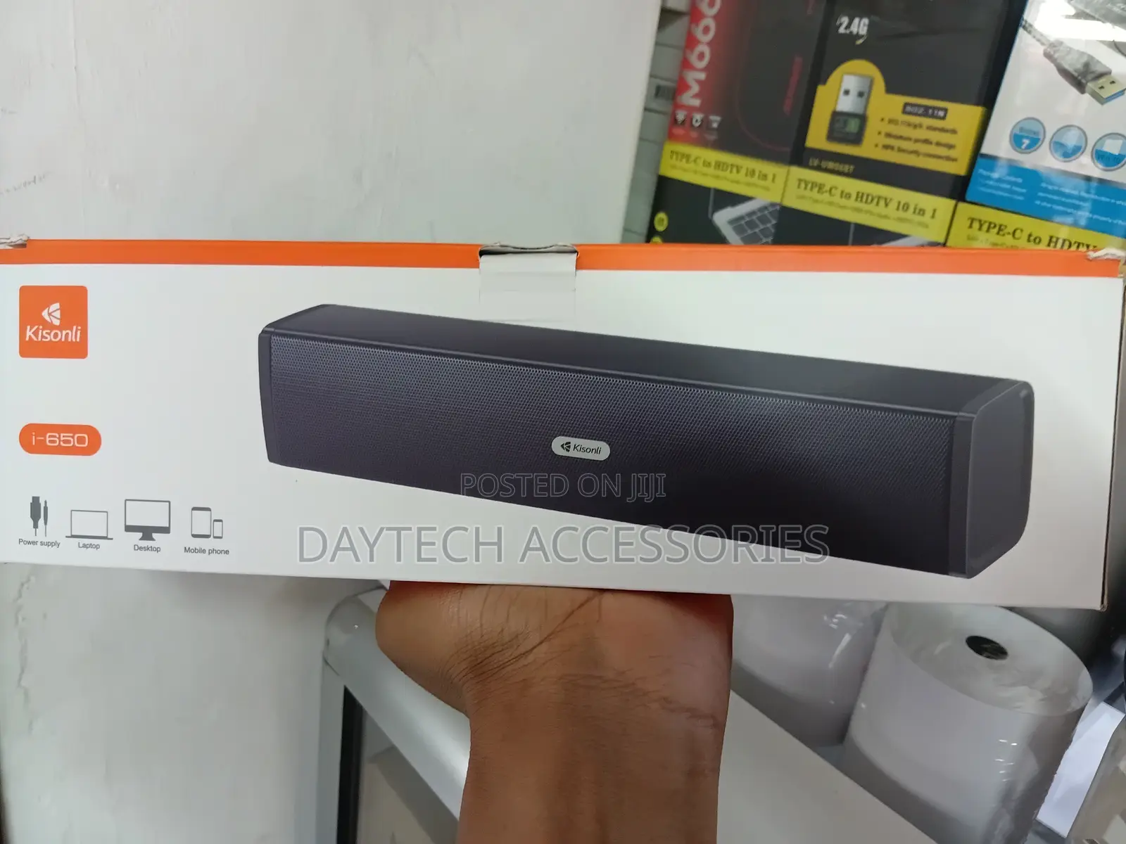 This Is a Kisonli I-650 Wired Usb Computer Soundbar in Black.