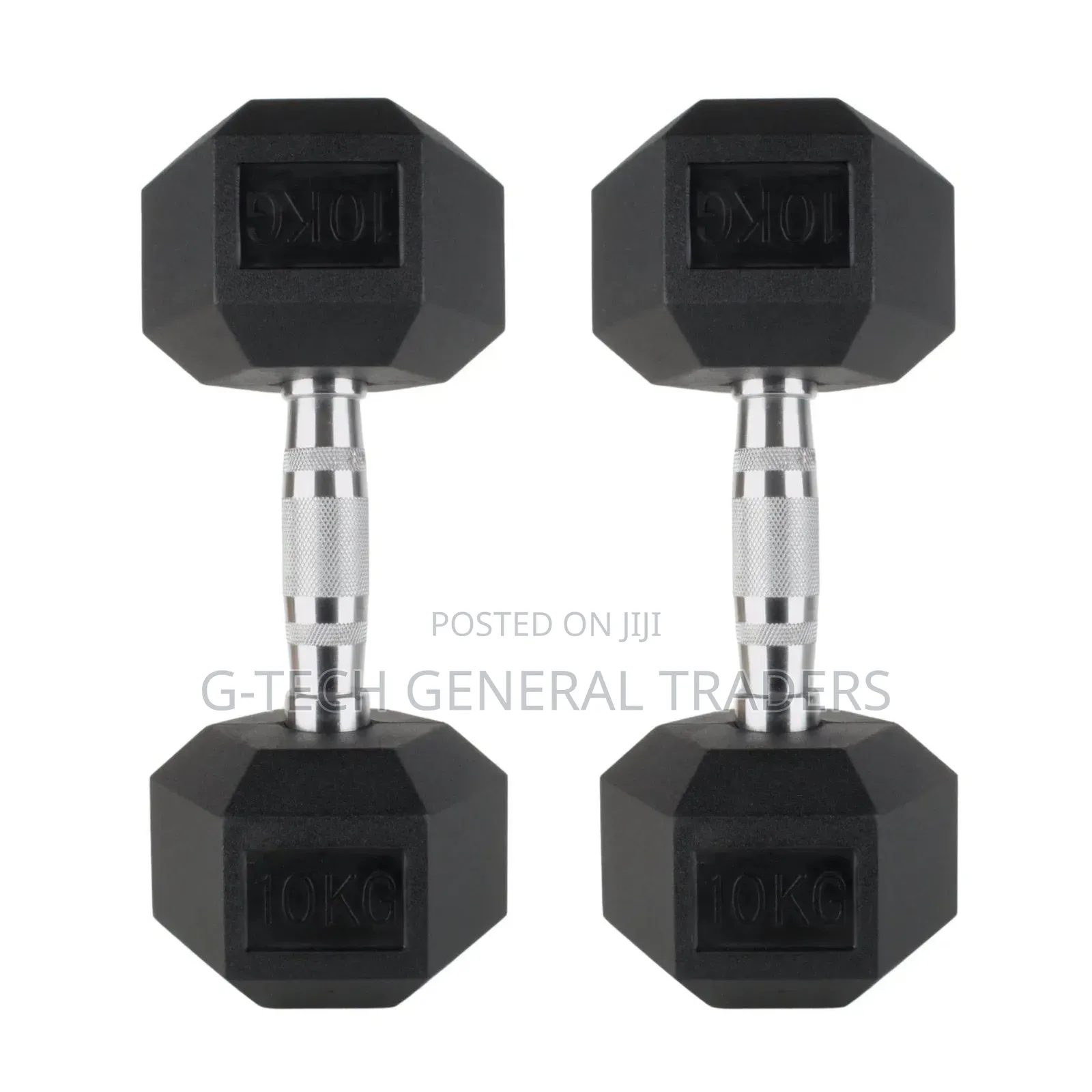 Rubber Coated Hexagonal Dumbbell Set 10kg Pair
