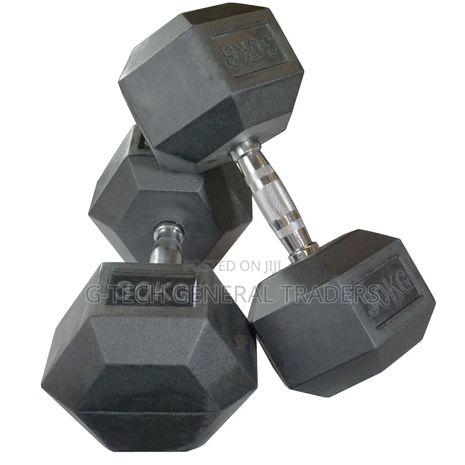 Rubber Coated Hexagonal Dumbell 30kg Pair Set
