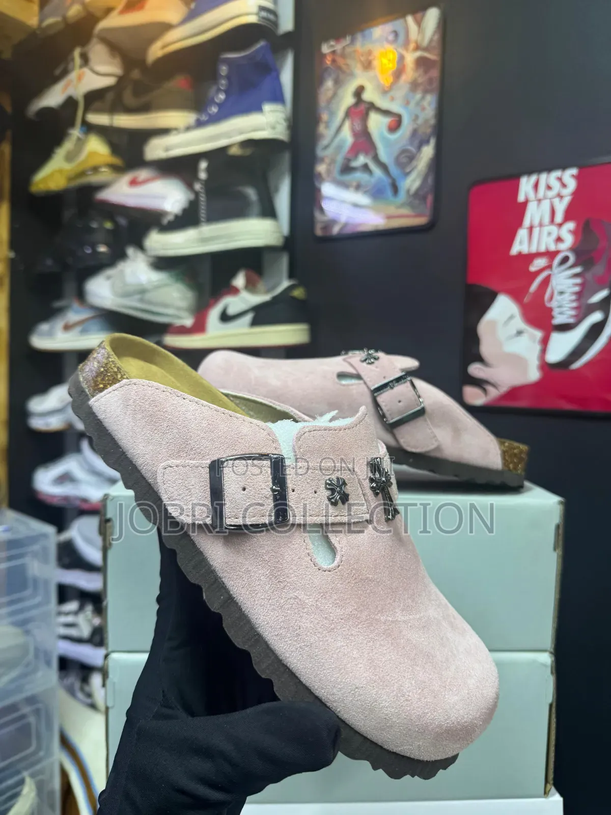 Light Pink Birkenstock Chrome Hearts Clog Sandals