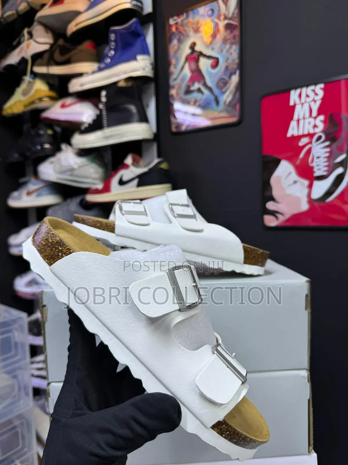 White Buckle Cork Sandals