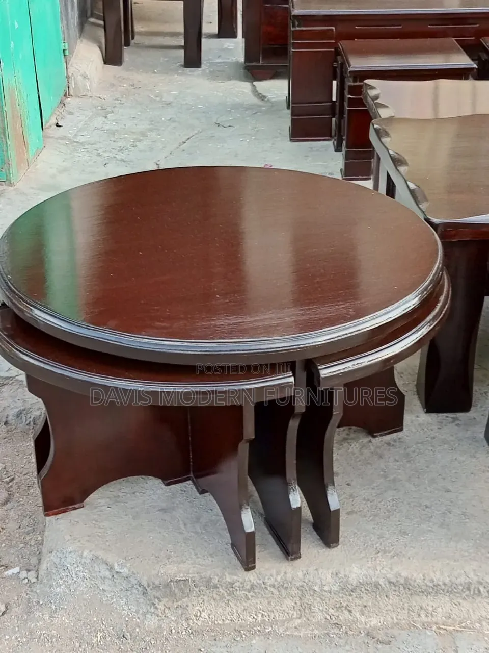 Round Wooden Nesting Coffee Table