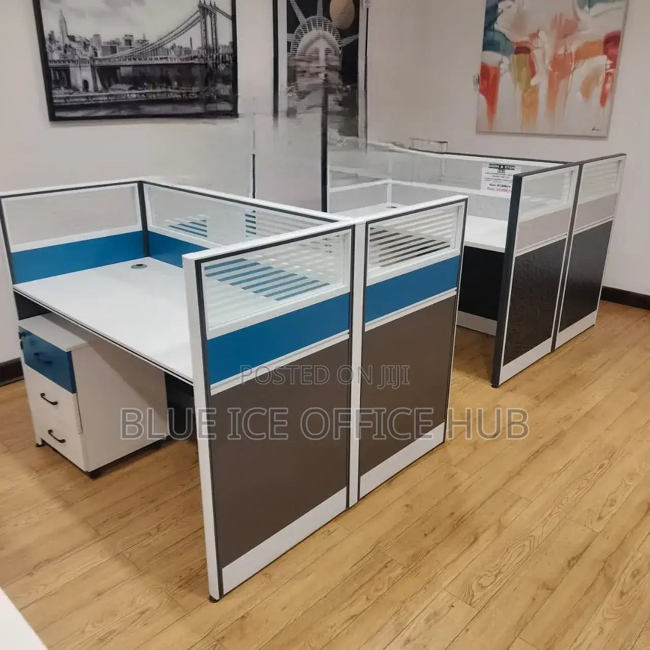 Workstation - 2-Way Office Workstation Desk With Drawer Cabinet