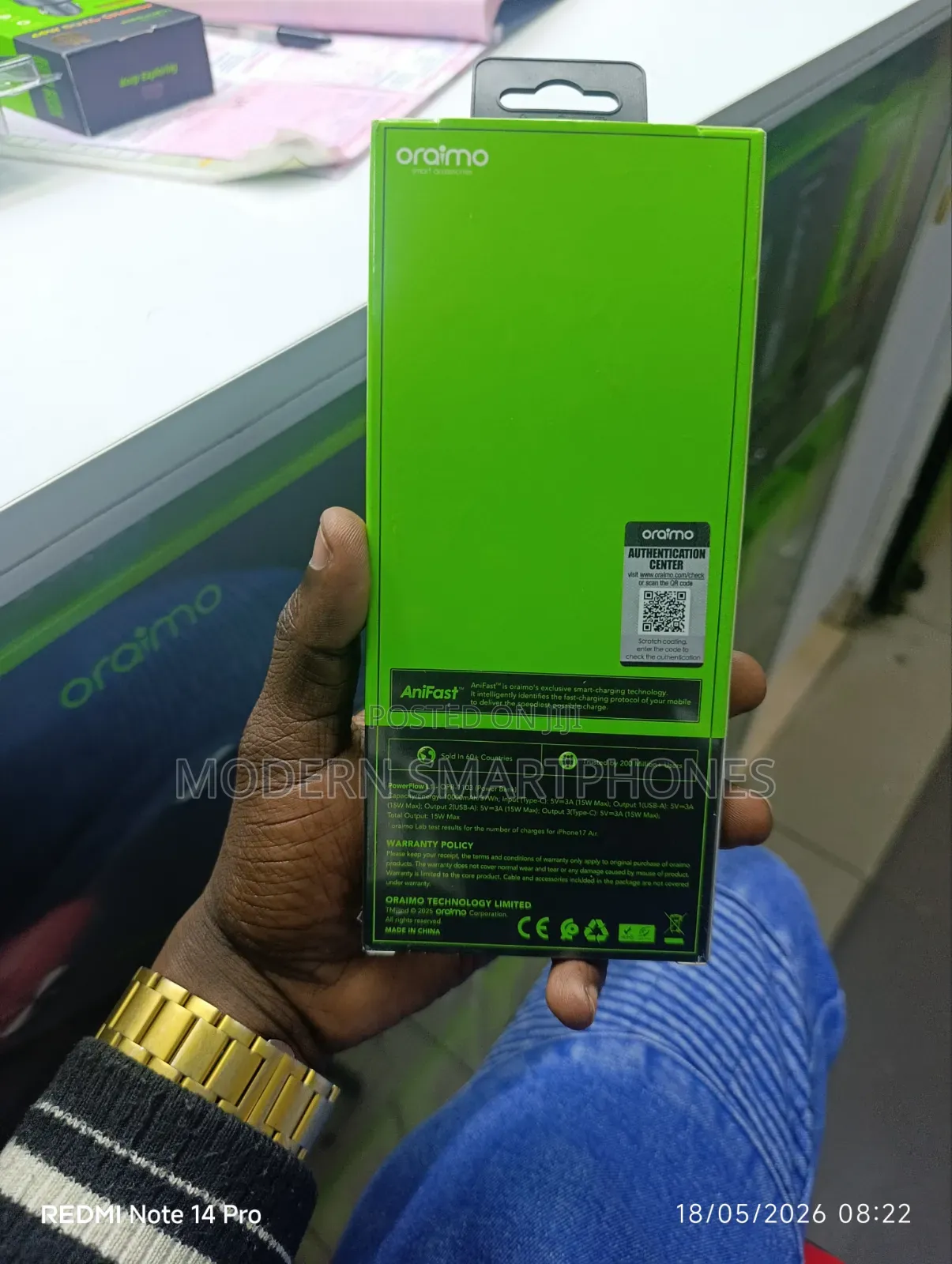 Oraimo Powerflow L1 10000mah Powerbank 15w Fast Charging Power Bank