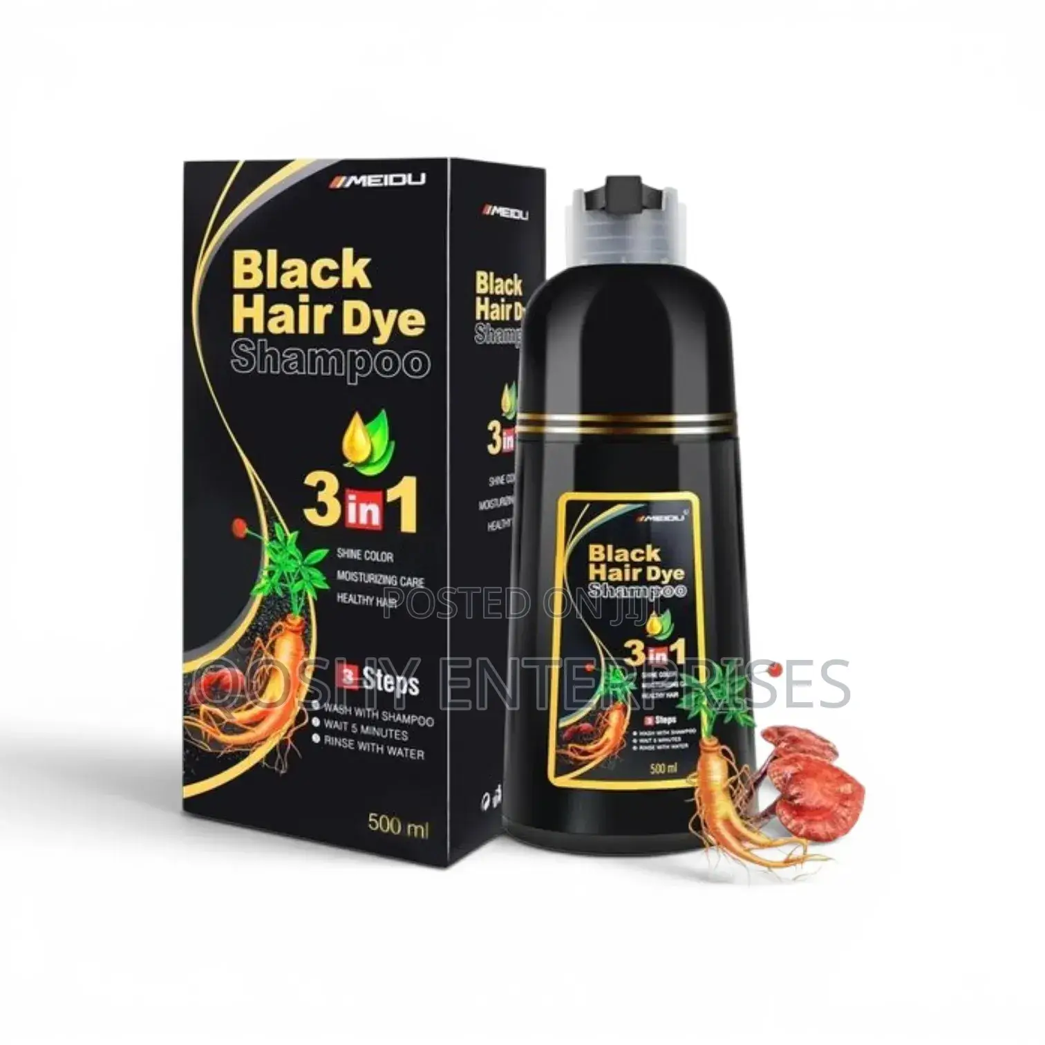 Permanent Black Hair Dye 3 in 1 Shampoo