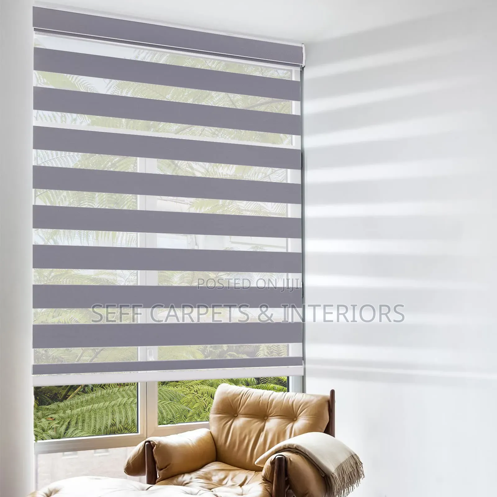 Sheer Roller Zebra Blinds Brown Color and Grey Color Swatches