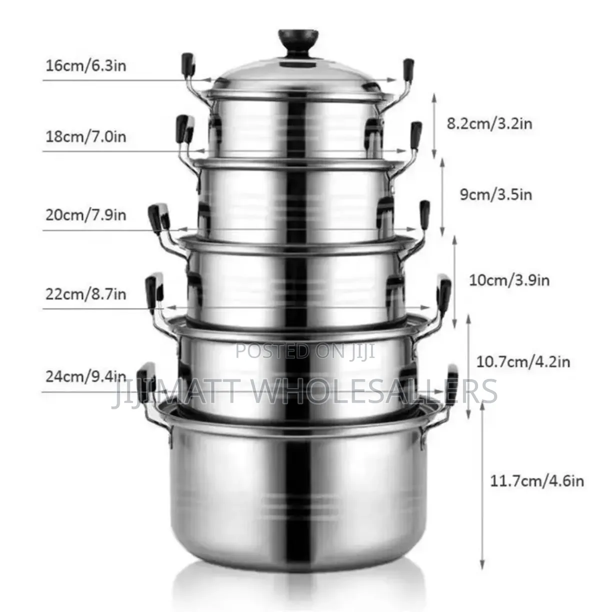 10 Pieces Stainless Steel Cooking Pots Available