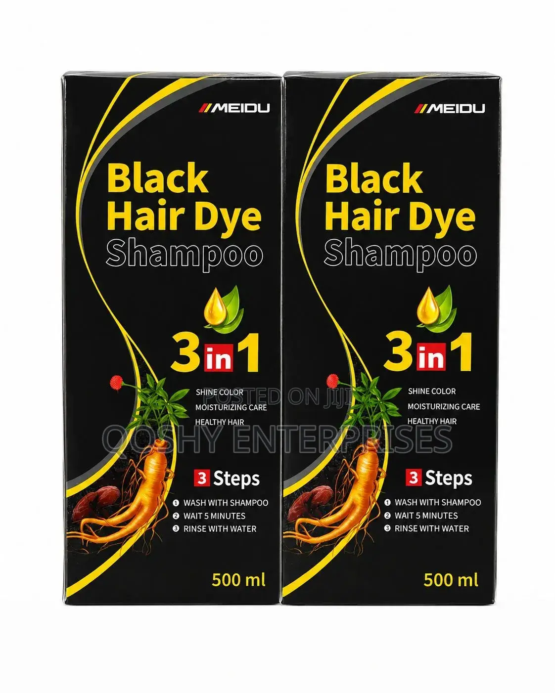 Permanent Black Hair Dye 3 in 1 Shampoo