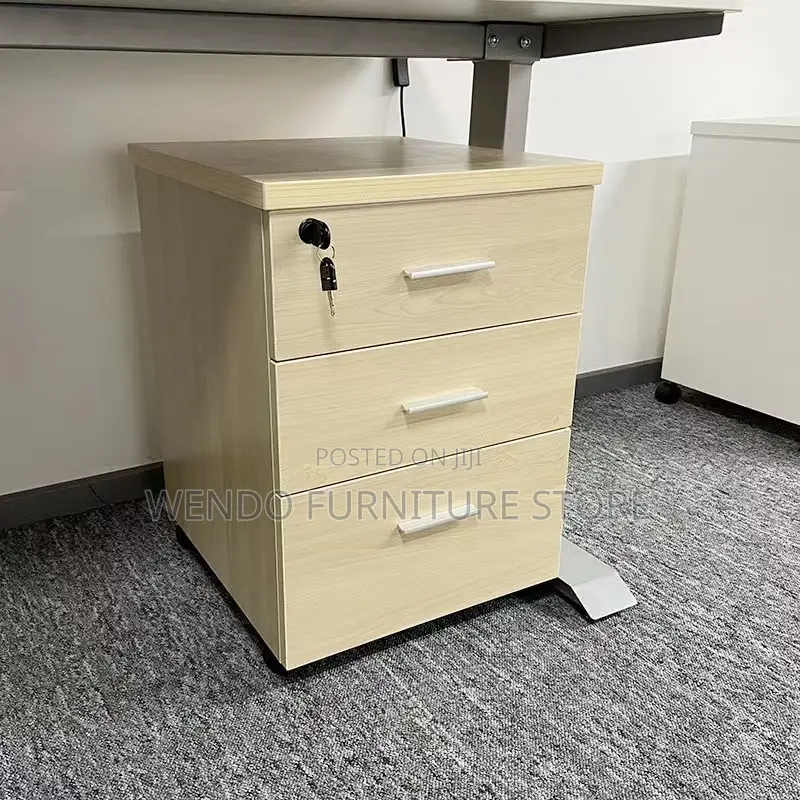 Office Cabinet : Light Wood 3-Drawer Mobile Office Cabinet