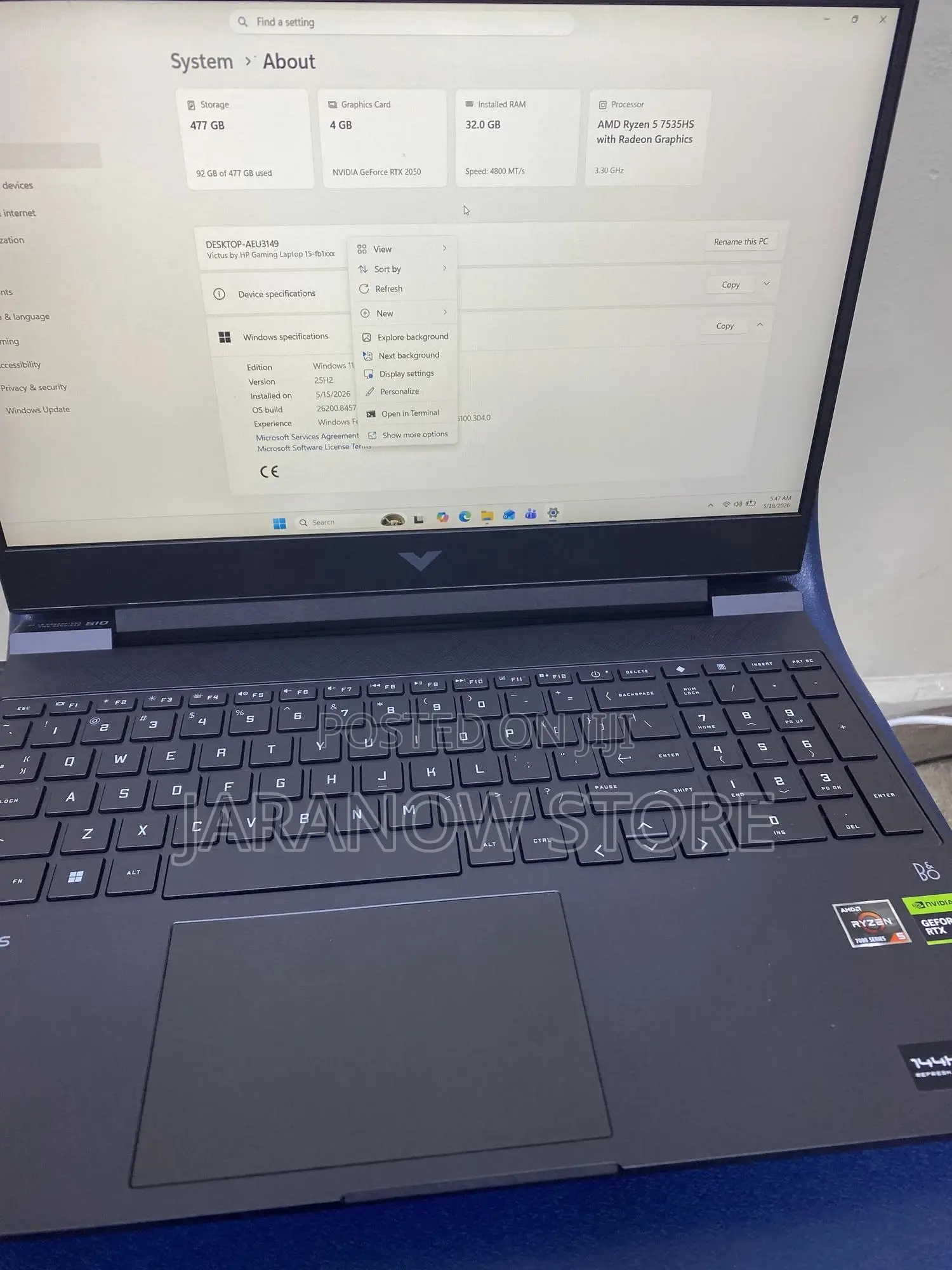 Laptop HP Victus 15 32GB AMD Ryzen SSD 512GB