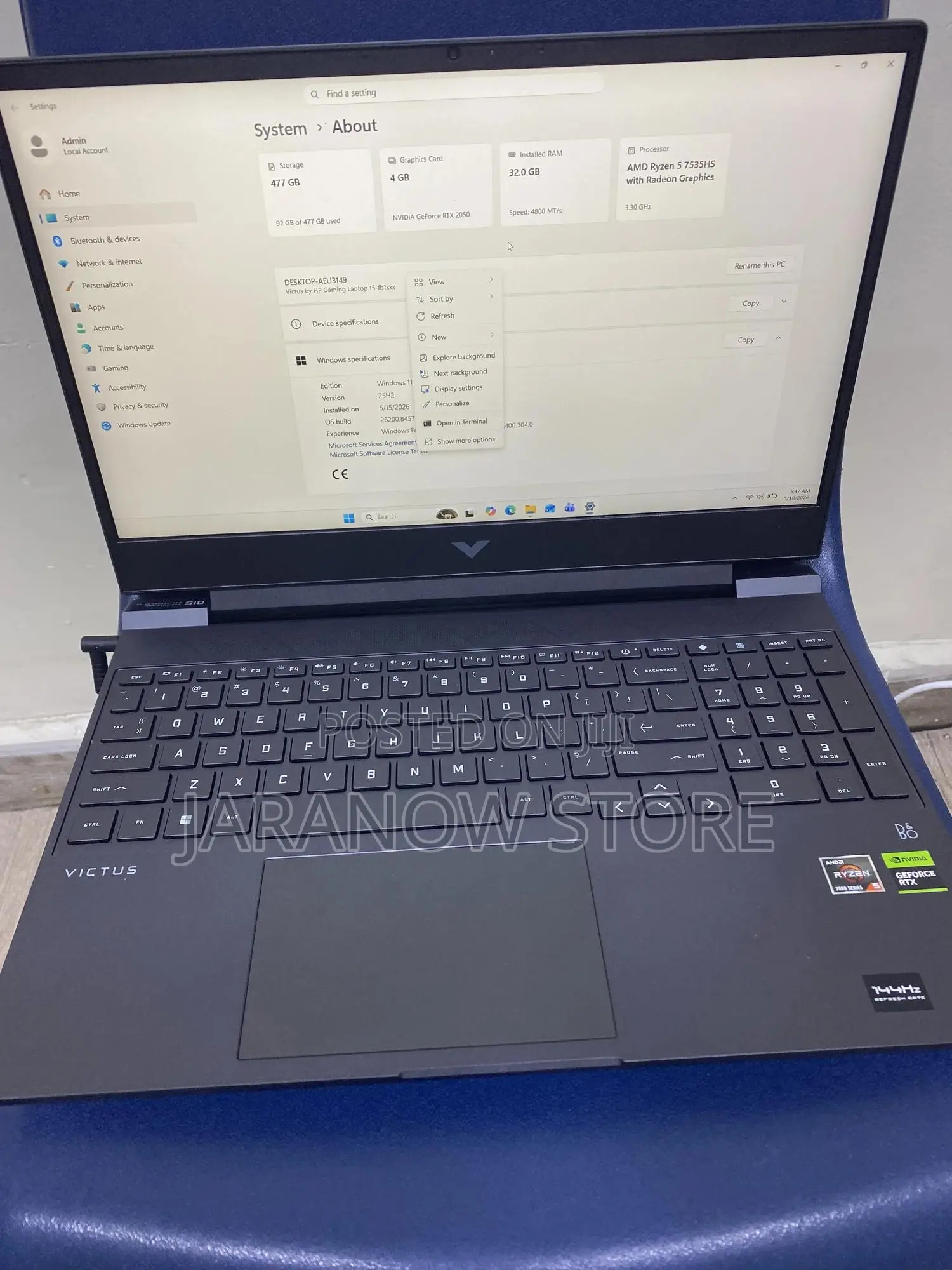 Laptop HP Victus 15 32GB AMD Ryzen SSD 512GB