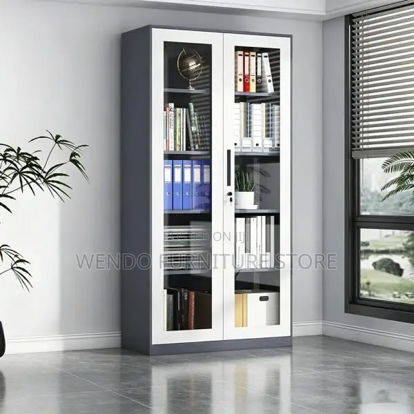Office Cabinet White and Grey Modern Metallic Filing Cabinet