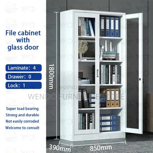 Office Cabinet White and Grey Modern Metallic Filing Cabinet