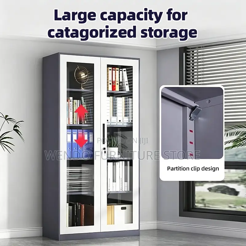 Office Cabinet White and Grey Modern Metallic Filing Cabinet