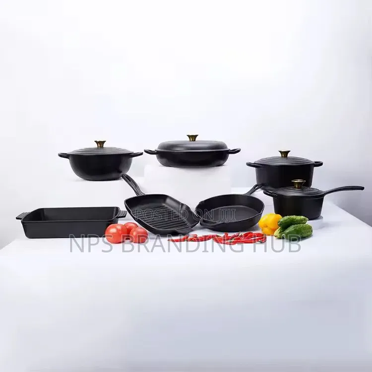 11pcs Black Cast Iron Cookware. Cn