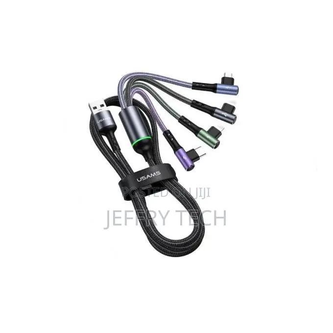 4-in-1 Right-Angle Charging Cable 1.2m, Usb-C, Lightning, Micro-Usb