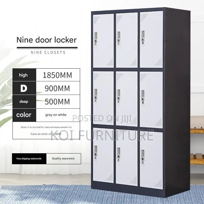 Office Cabinet; 9 Lockers Gray Executive Files Cabinet