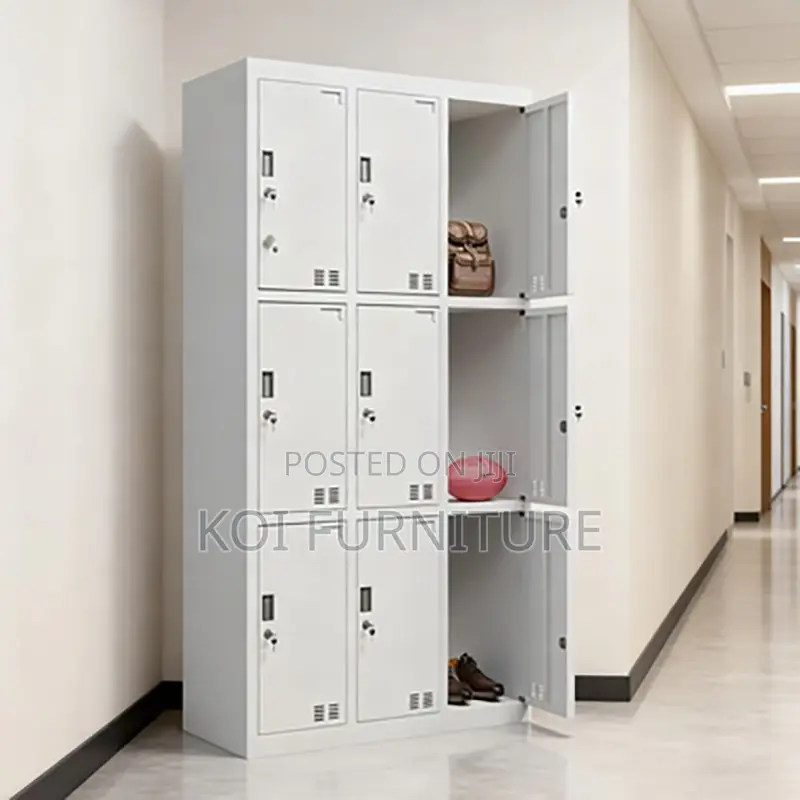 Office Cabinet; 9 Lockers Gray Executive Files Cabinet