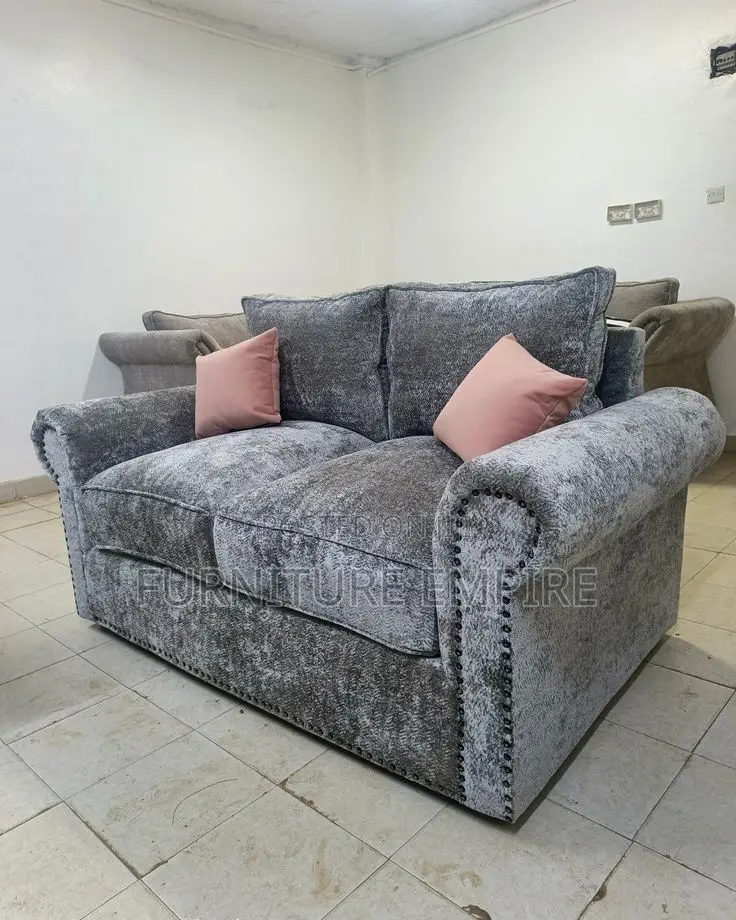 Elegant Gray Loveseat With Nailhead Trim
