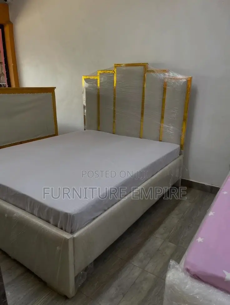 Luxury Bed Frame With Gold Trim Panels
