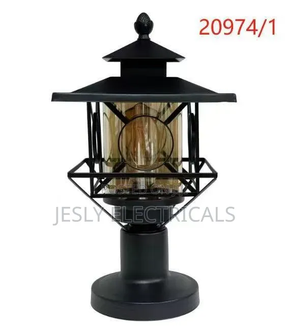 Black Metal Outdoor Post Lantern