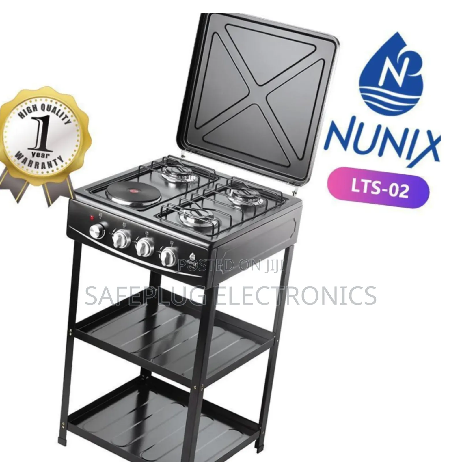 Nunix Standing Cooker With Shelves LTS-02 (3 Gas + 1 Electric)