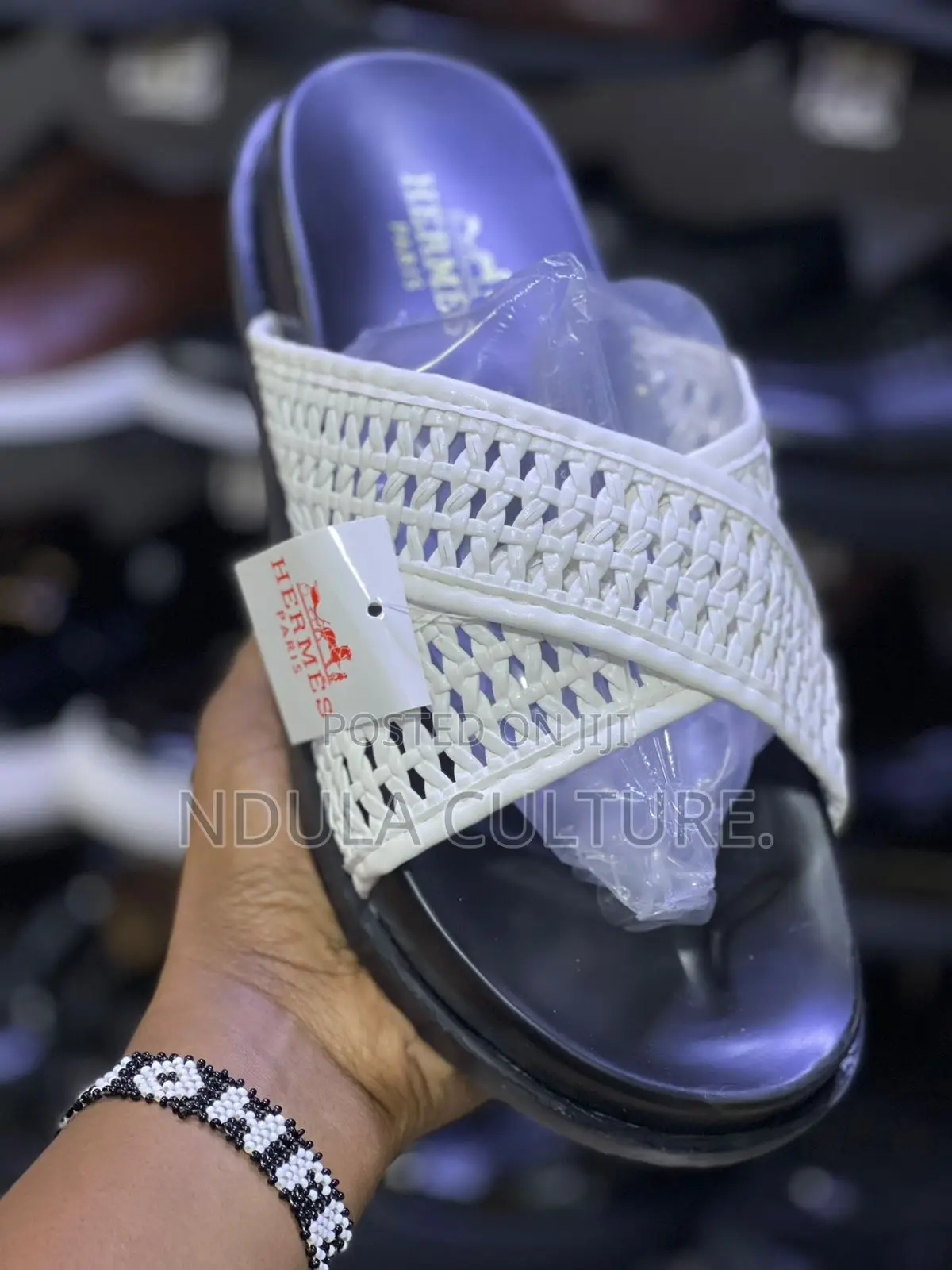 Hermes Cross Strap Braided Sandals