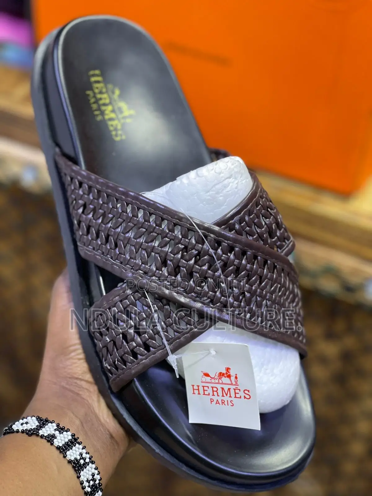 Hermes Cross Strap Braided Sandals