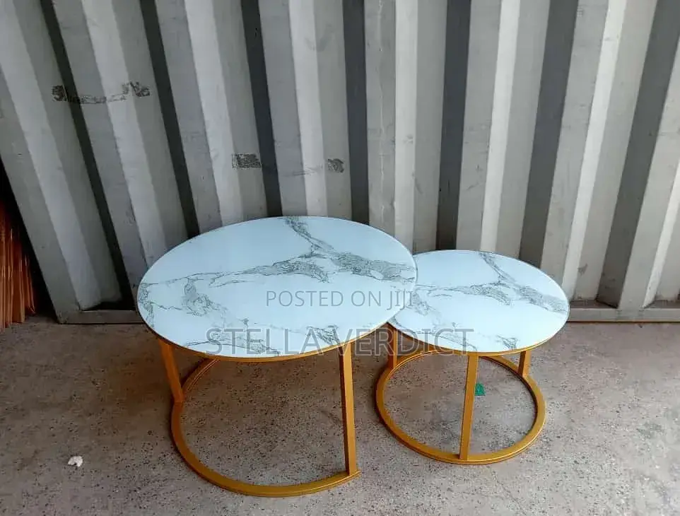 Marble Nesting Coffee Table (Glass Effect) White