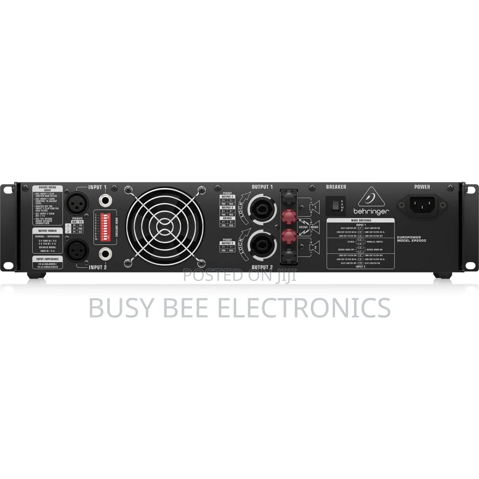2-Channel Power Amplifier, 1000w Peak/Ch at 2 Ohms