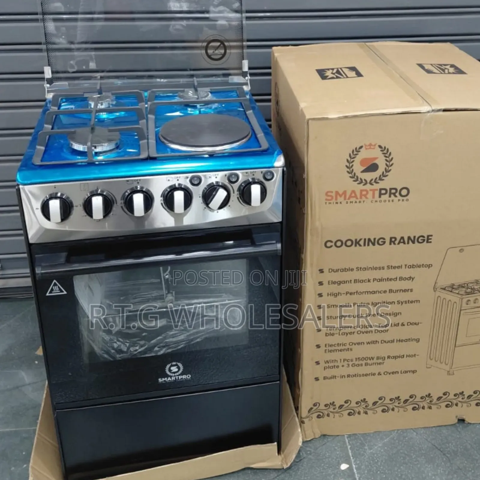 Smartpro 60×60 Freestanding Cooker 3 Gas 1 Electric Combo