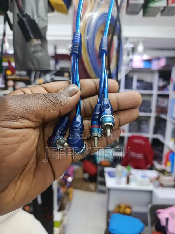 7ft Right Angle to Straight Male 2 Rca Cable Cord Blue