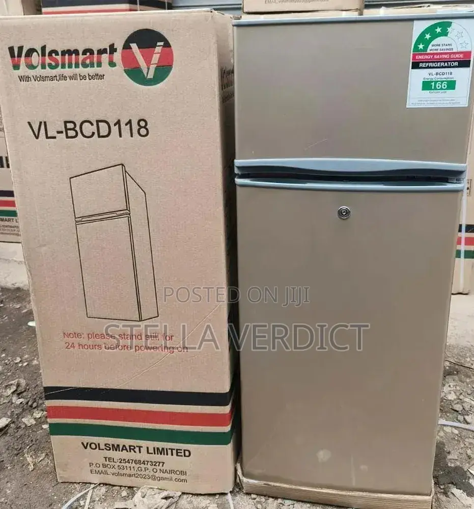 Silver Volsmart 118 Litres Double Door Refrigerator